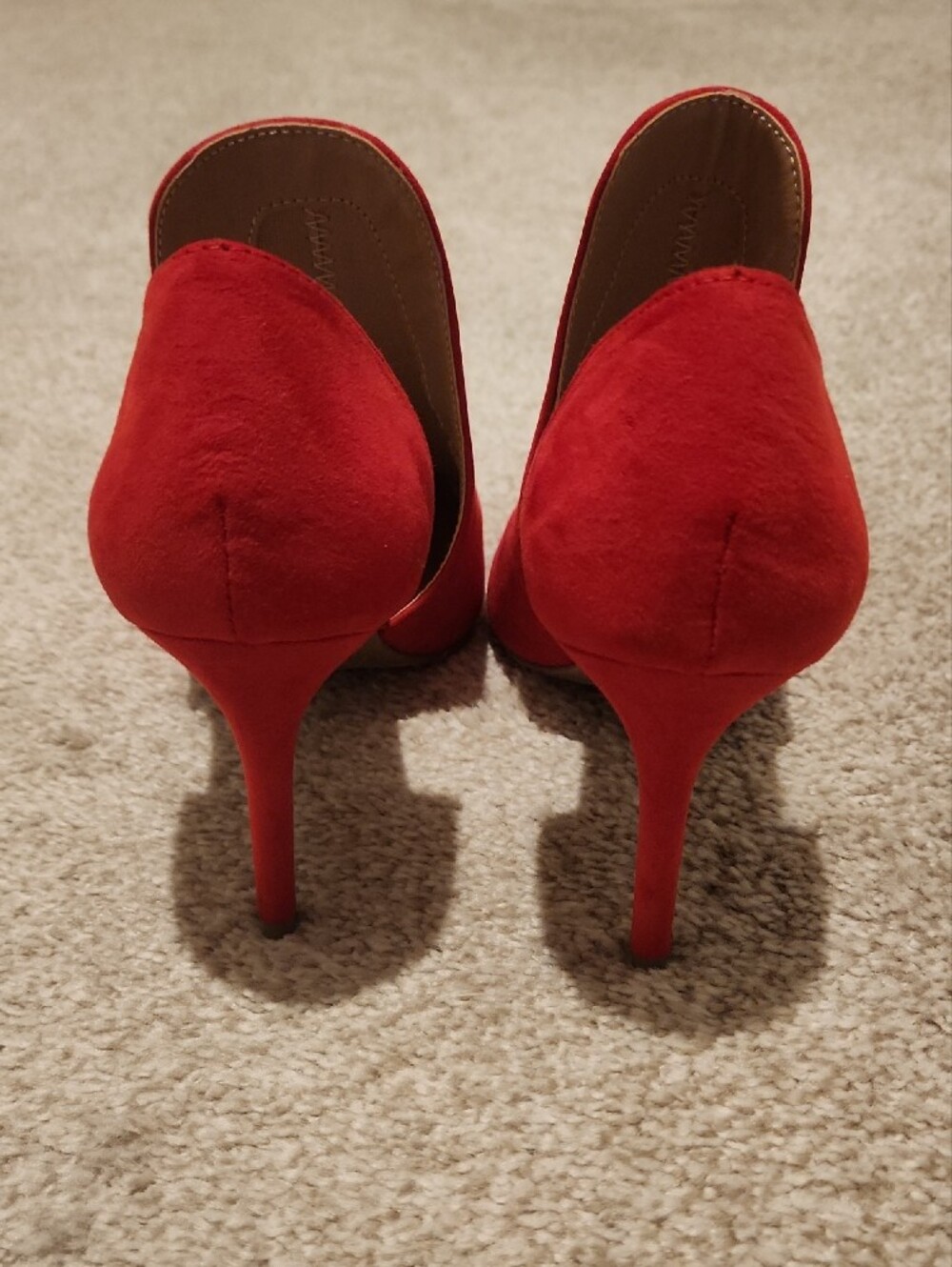 Christian Siriano Red Suede Pointed-Toe Slip-On Heels - Picture 3 of 6